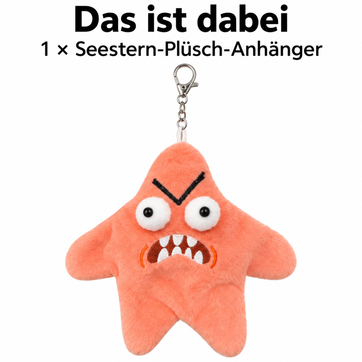 Wütender Seestern Plüsch-Anhänger mit Bewegung und Sound – Angry Starfish, interaktives Zappel-Spielzeug, lustiger Scherzartikel in Orange-Rosa