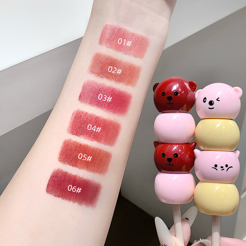 Gege Bear Lippencreme mit mattem Finish – cremige Lippenfarbe im süßen Bärchen-Design, 6 Farben zur Auswahl