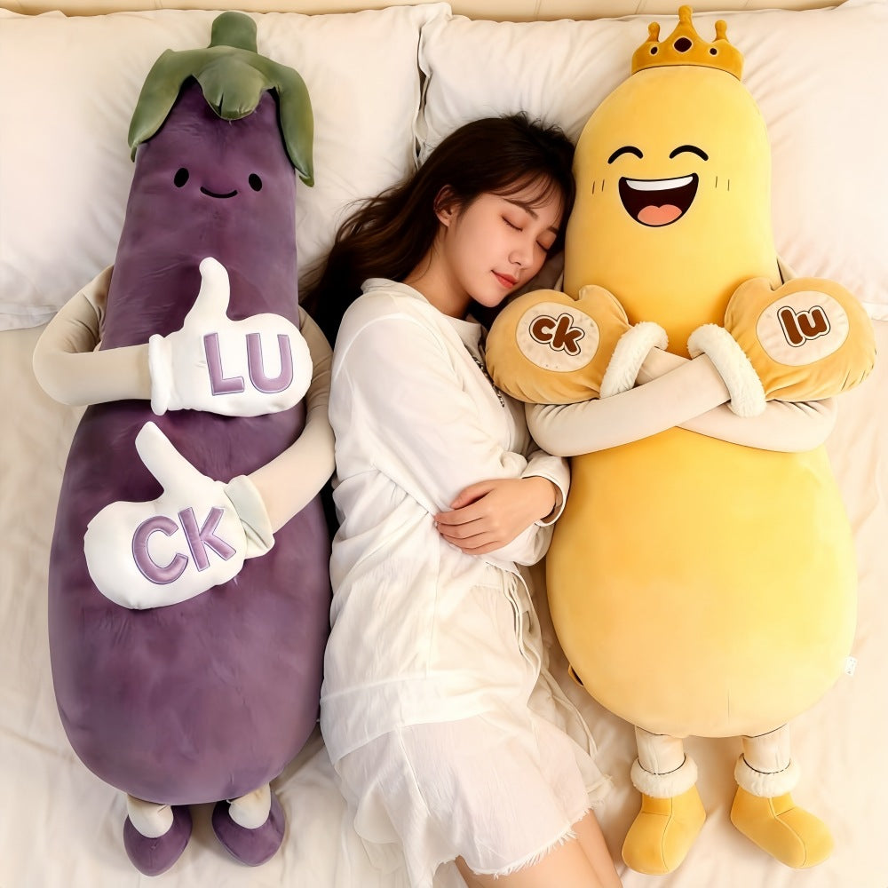 Kuschelkissen 120 cm mit Klopffunktion und Bluetooth-Musikwiedergabe – Mango oder Aubergine, wiederaufladbar