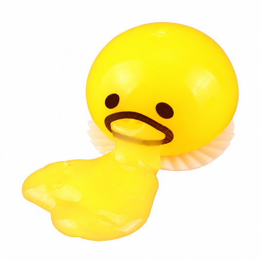 Quetsch-Ei mit Eigelb-Slime – lustiges Squishy Fidget-Spielzeug zum Ausspucken und Einsaugen, Puking Egg Scherzartikel, Gelb