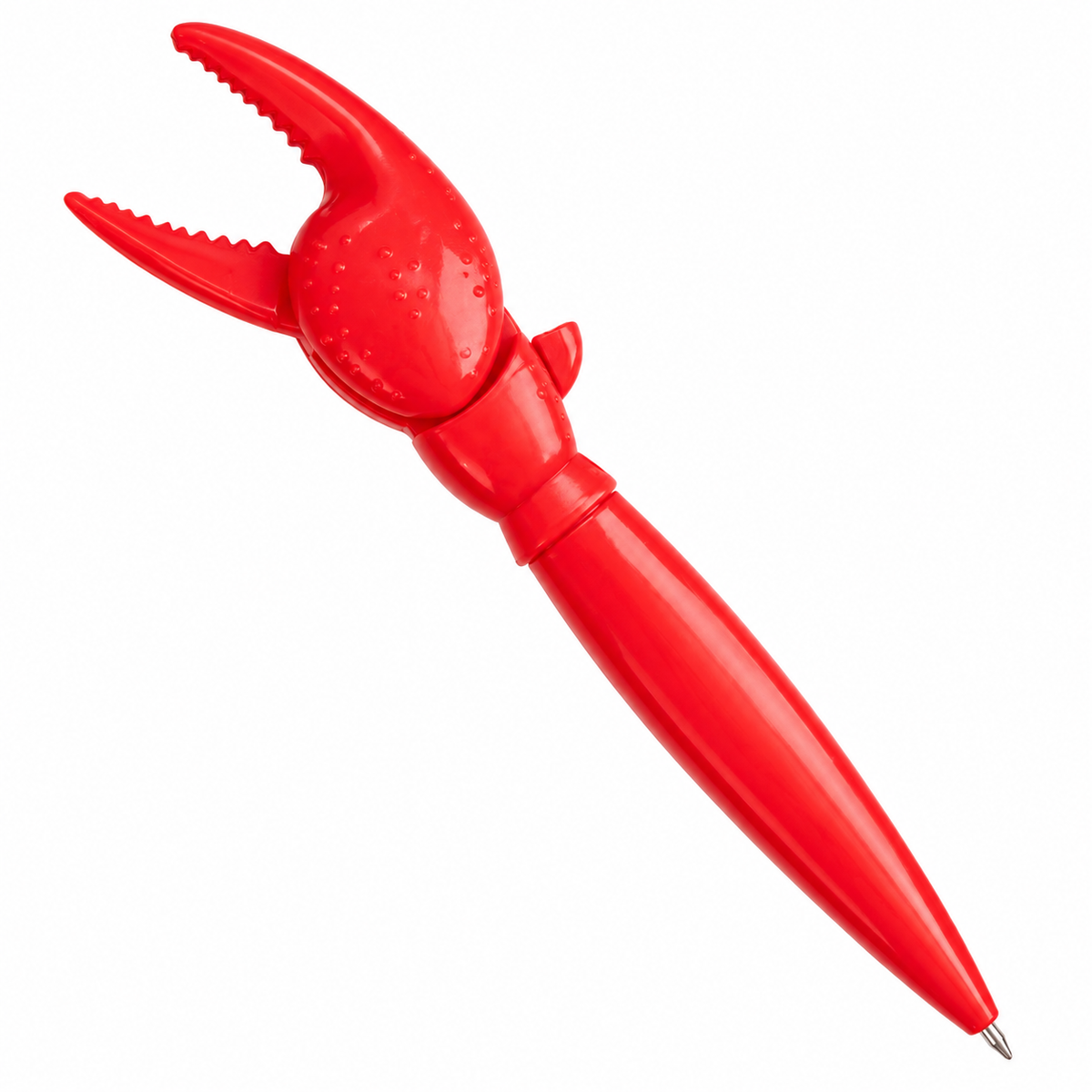 Kugelschreiber mit beweglicher Krabbenschere, rot – Stift mit Snack-Greifer für Chips und kleine Knabbereien, Schere per Knopfdruck schließen und beim Loslassen öffnen, lustige Schreibwaren für Büro, Homeoffice und Uni, Geschenkidee für Schreibtisch-Fans