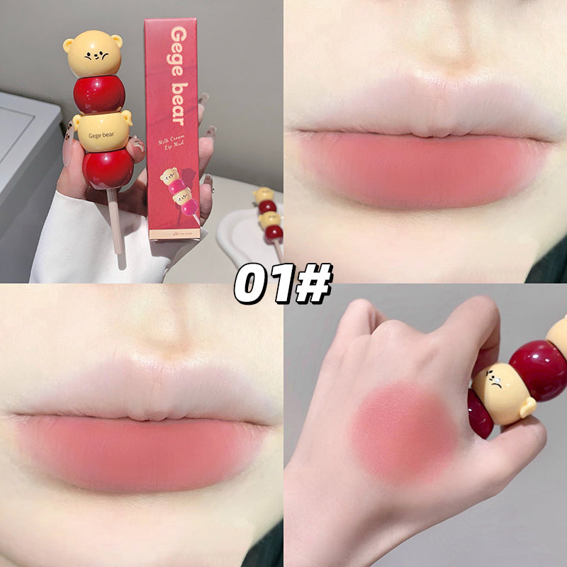 Gege Bear Lippencreme mit mattem Finish – cremige Lippenfarbe im süßen Bärchen-Design, 6 Farben zur Auswahl