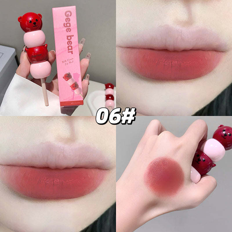 Gege Bear Lippencreme mit mattem Finish – cremige Lippenfarbe im süßen Bärchen-Design, 6 Farben zur Auswahl