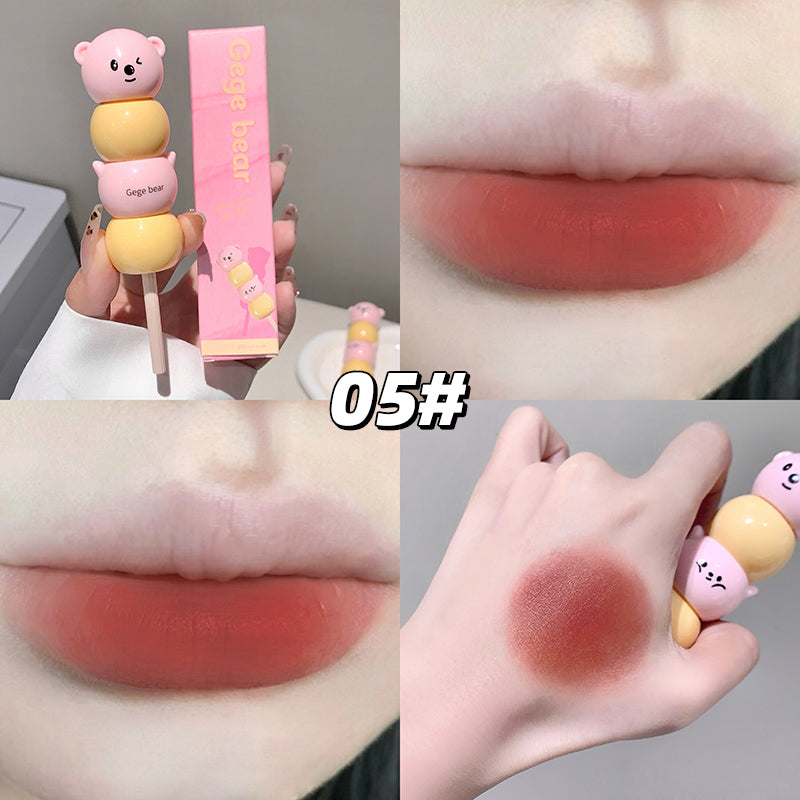Gege Bear Lippencreme mit mattem Finish – cremige Lippenfarbe im süßen Bärchen-Design, 6 Farben zur Auswahl