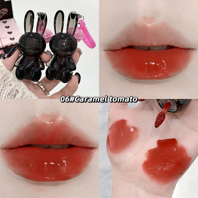 GEGE BEAR Lipgloss mit Glanz-Finish im schwarzen Hasen-Design, mit Anhänger, 1,8 g
