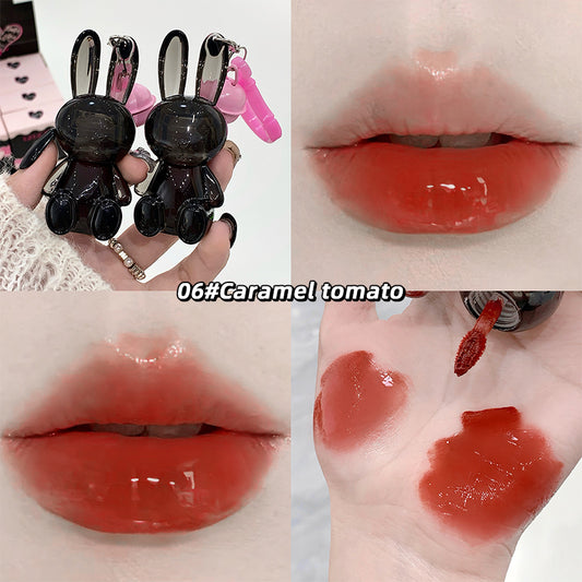 GEGE BEAR Lipgloss mit Glanz-Finish im schwarzen Hasen-Design, mit Anhänger, 1,8 g