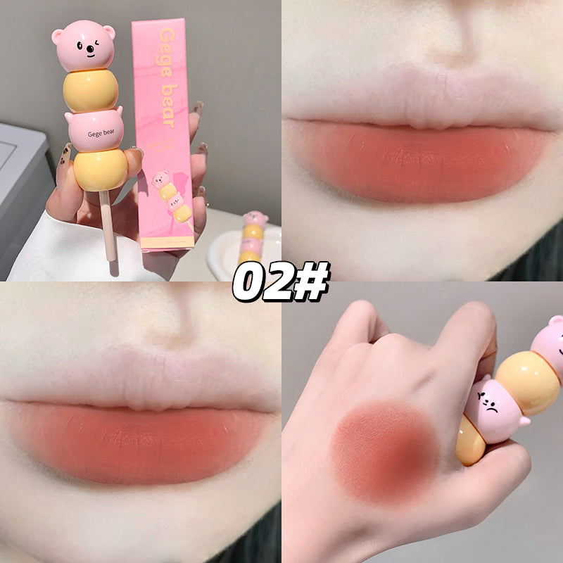 Gege Bear Lippencreme mit mattem Finish – cremige Lippenfarbe im süßen Bärchen-Design, 6 Farben zur Auswahl