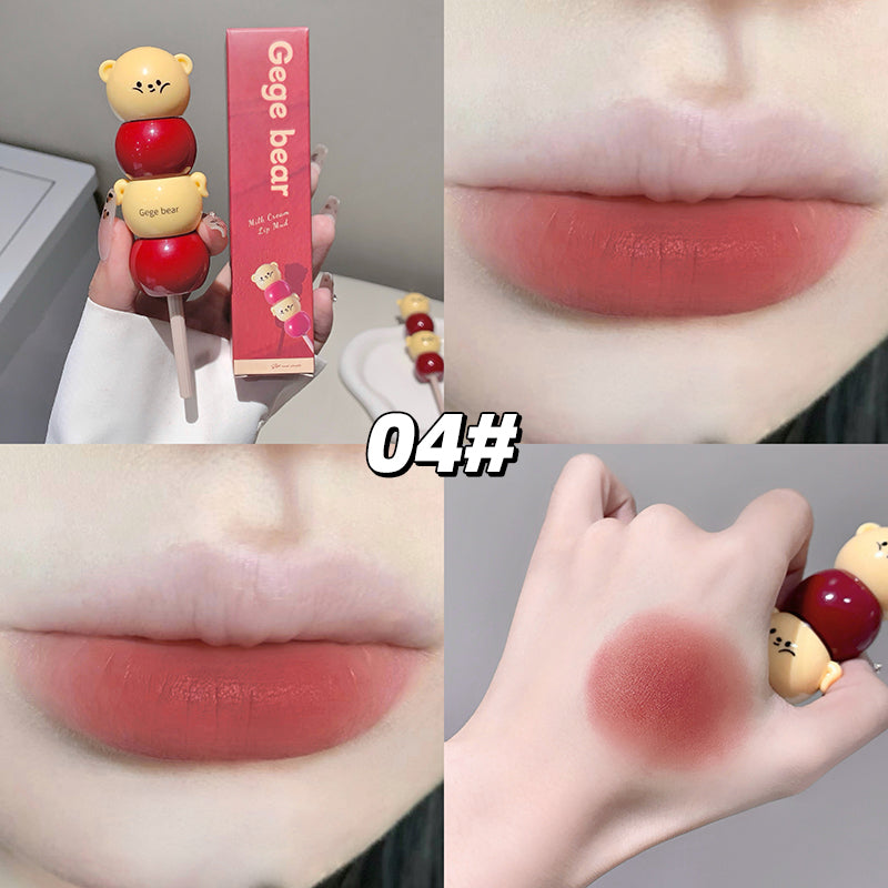 Gege Bear Lippencreme mit mattem Finish – cremige Lippenfarbe im süßen Bärchen-Design, 6 Farben zur Auswahl
