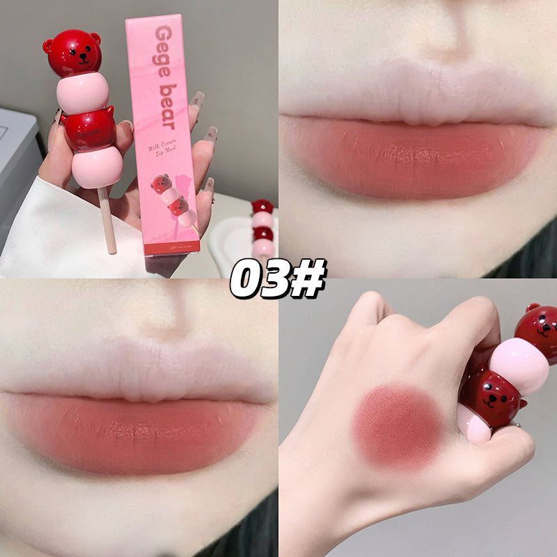 Gege Bear Lippencreme mit mattem Finish – cremige Lippenfarbe im süßen Bärchen-Design, 6 Farben zur Auswahl