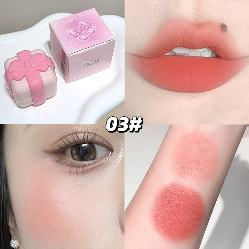 GEGE BEAR Lip & Cheek – Creme-Rouge und Lippenfarbe mit Soft-Matte-Finish im Schleifen-Design, 5,5 g