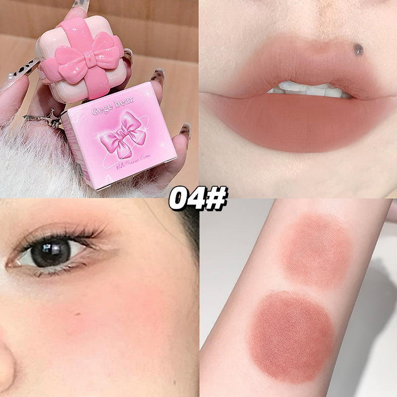 GEGE BEAR Lip & Cheek – Creme-Rouge und Lippenfarbe mit Soft-Matte-Finish im Schleifen-Design, 5,5 g