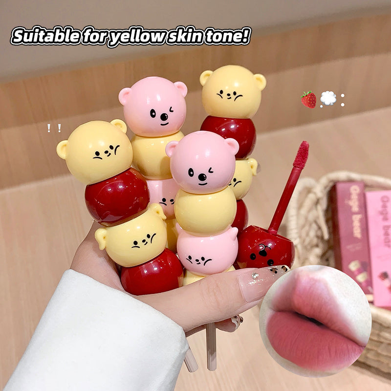 Gege Bear Lippencreme mit mattem Finish – cremige Lippenfarbe im süßen Bärchen-Design, 6 Farben zur Auswahl
