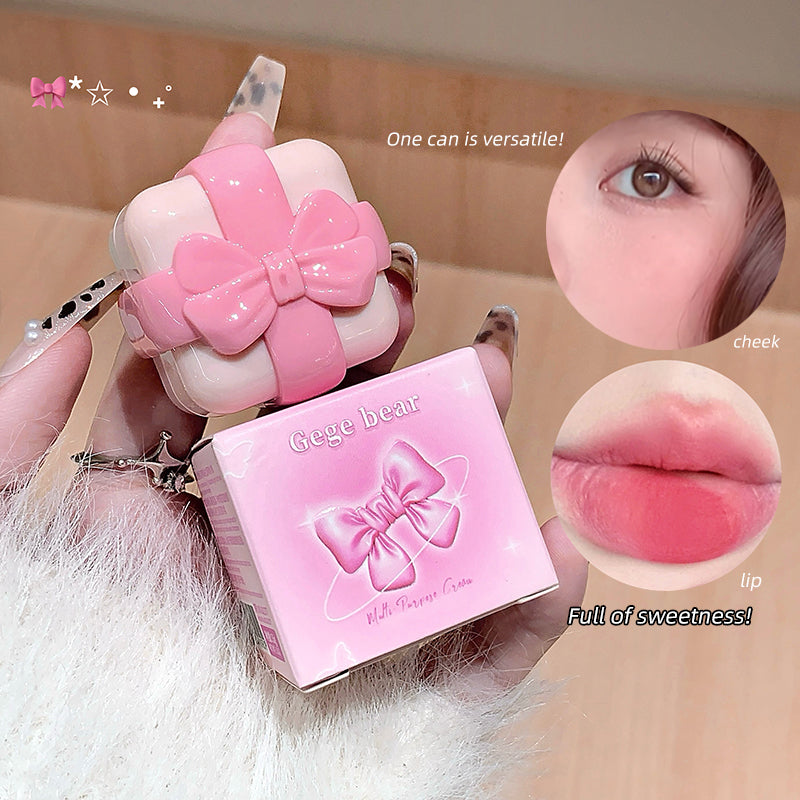 GEGE BEAR Lip & Cheek – Creme-Rouge und Lippenfarbe mit Soft-Matte-Finish im Schleifen-Design, 5,5 g