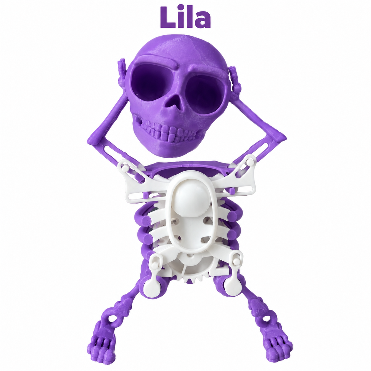 Tanzendes Skelett zum Aufziehen – Dancing Skeleton, lustige Wackelfigur, Halloween-Deko und Schreibtisch-Gadget, Grün, Lila, Weiß oder Rosa