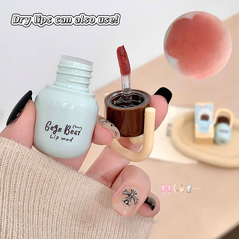 GEGE BEAR Lip Mousse mit Soft-Matte-Finish und Applikator im süßen Mini-Flaschen-Design, 4 Farbtöne