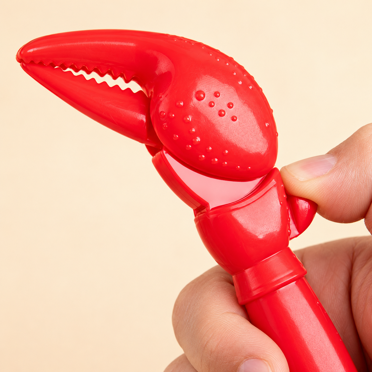 Kugelschreiber mit beweglicher Krabbenschere, rot – Stift mit Snack-Greifer für Chips und kleine Knabbereien, Schere per Knopfdruck schließen und beim Loslassen öffnen, lustige Schreibwaren für Büro, Homeoffice und Uni, Geschenkidee für Schreibtisch-Fans