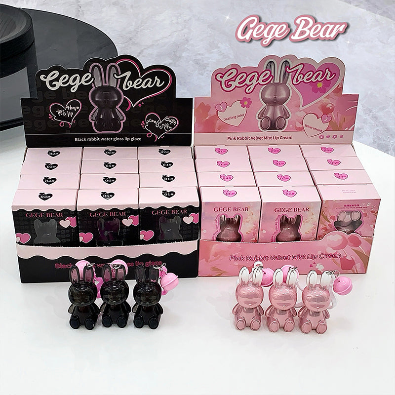 GEGE BEAR Lipgloss mit Glanz-Finish im schwarzen Hasen-Design, mit Anhänger, 1,8 g