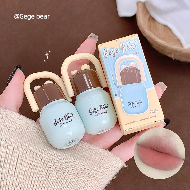 GEGE BEAR Lip Mousse mit Soft-Matte-Finish und Applikator im süßen Mini-Flaschen-Design, 4 Farbtöne