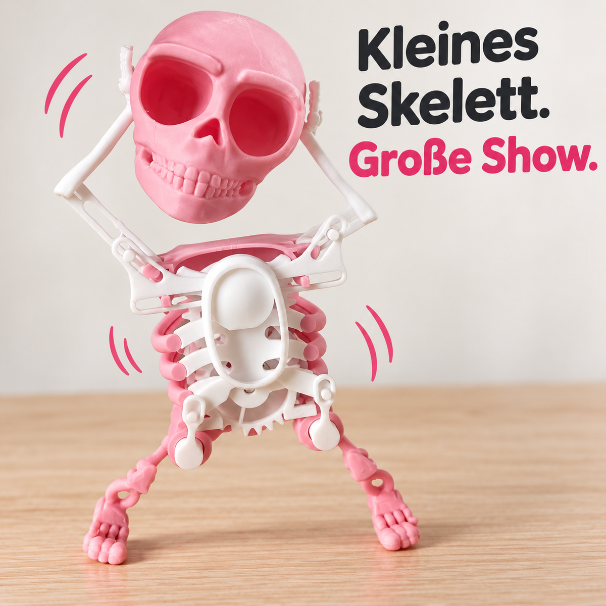 Tanzendes Skelett zum Aufziehen – Dancing Skeleton, lustige Wackelfigur, Halloween-Deko und Schreibtisch-Gadget, Grün, Lila, Weiß oder Rosa
