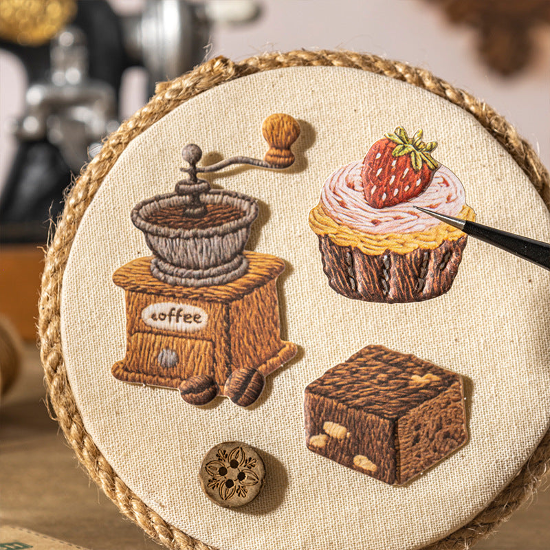 30 Deko-Sticker in Stickerei-Optik, Scrapbooking Aufkleber für Bullet Journal, Tagebuch, Planer und DIY-Collagen – Garten, Bücher, Kaffee, Reisen oder Möbel