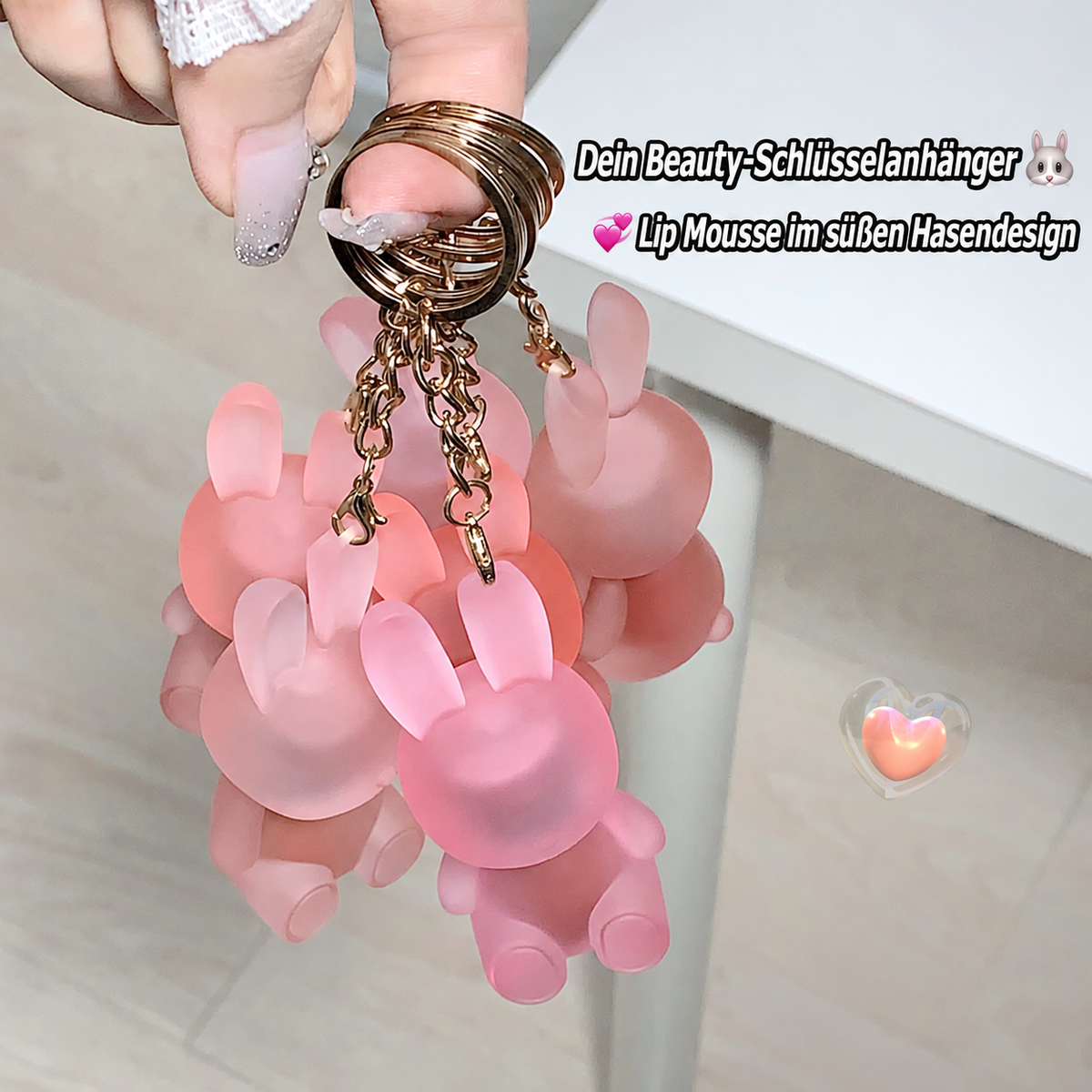 GEGE BEAR Lip Mousse – samtig-matte Lippenfarbe im Hasendesign mit Schlüsselring, für Blurred Lips