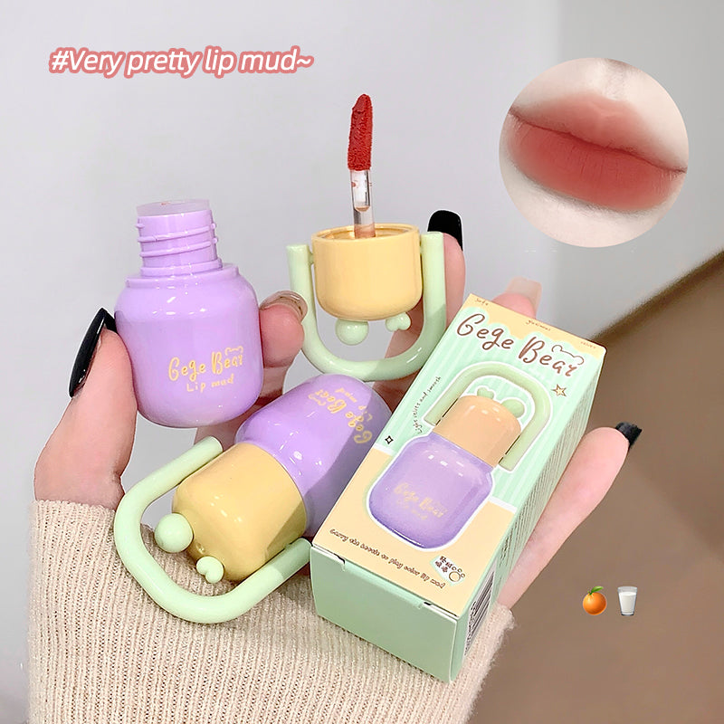 GEGE BEAR Lip Mousse mit Soft-Matte-Finish und Applikator im süßen Mini-Flaschen-Design, 4 Farbtöne