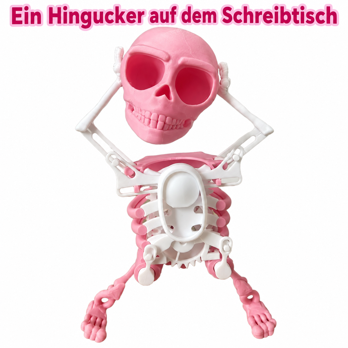 Tanzendes Skelett zum Aufziehen – Dancing Skeleton, lustige Wackelfigur, Halloween-Deko und Schreibtisch-Gadget, Grün, Lila, Weiß oder Rosa