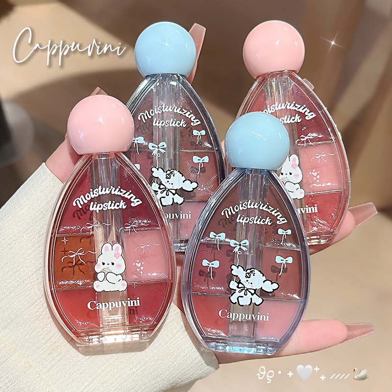 CAPPUVINI Lip Jelly – Lipgloss-Palette mit 6 Farben, Spiegelglanz und Silikon-Applikator, 6 g