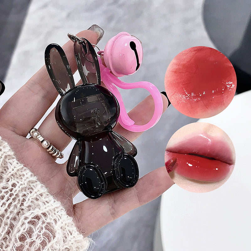 GEGE BEAR Lipgloss mit Glanz-Finish im schwarzen Hasen-Design, mit Anhänger, 1,8 g