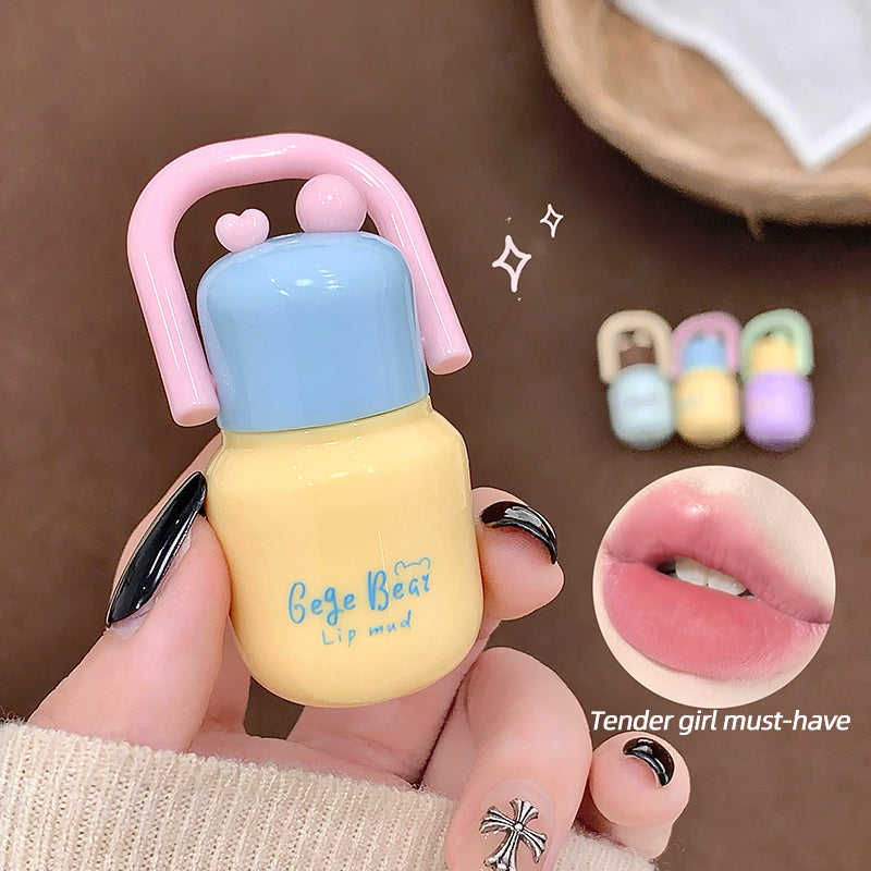 GEGE BEAR Lip Mousse mit Soft-Matte-Finish und Applikator im süßen Mini-Flaschen-Design, 4 Farbtöne