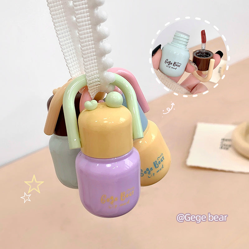 GEGE BEAR Lip Mousse mit Soft-Matte-Finish und Applikator im süßen Mini-Flaschen-Design, 4 Farbtöne