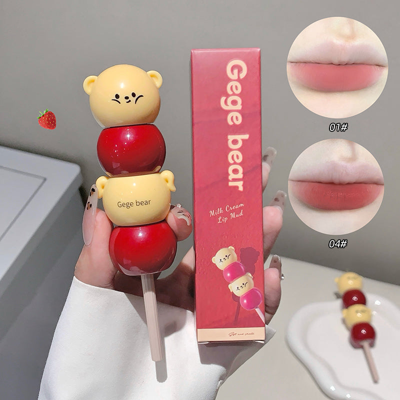 Gege Bear Lippencreme mit mattem Finish – cremige Lippenfarbe im süßen Bärchen-Design, 6 Farben zur Auswahl