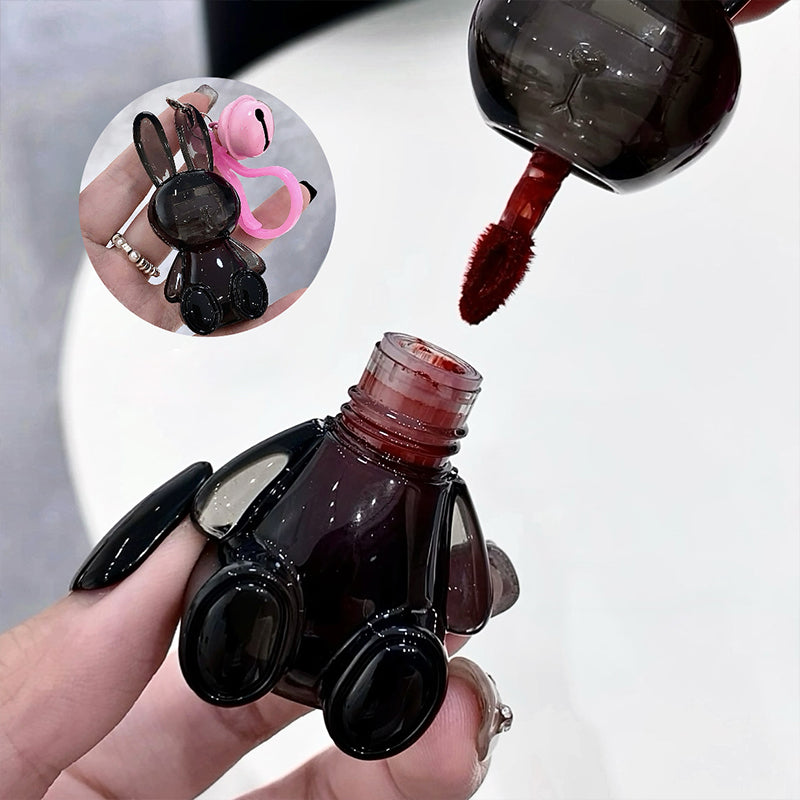 GEGE BEAR Lipgloss mit Glanz-Finish im schwarzen Hasen-Design, mit Anhänger, 1,8 g