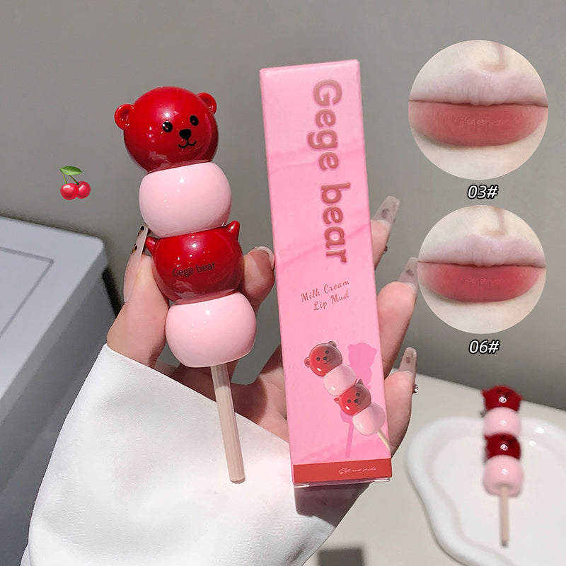 Gege Bear Lippencreme mit mattem Finish – cremige Lippenfarbe im süßen Bärchen-Design, 6 Farben zur Auswahl