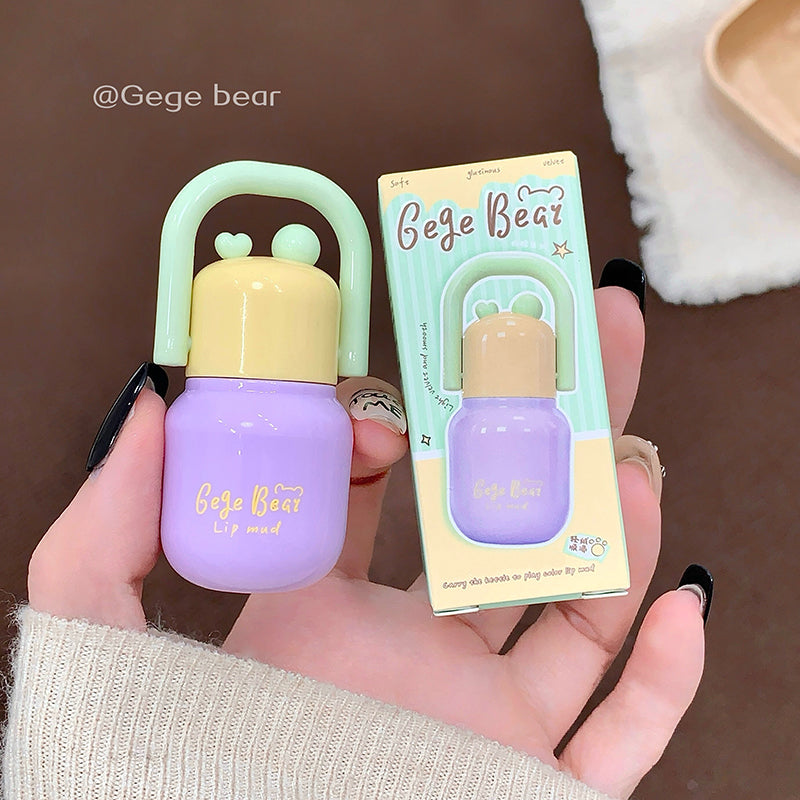 GEGE BEAR Lip Mousse mit Soft-Matte-Finish und Applikator im süßen Mini-Flaschen-Design, 4 Farbtöne