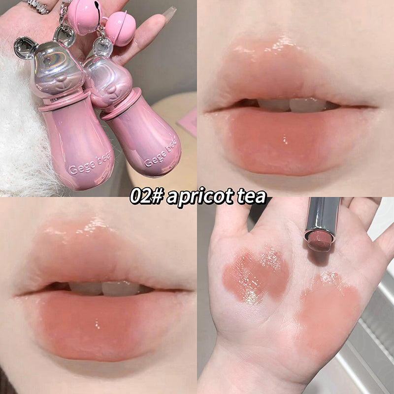 GEGE BEAR Lippenstift mit Glossy Finish & süßem Bären-Taschenanhänger, 3,8 g