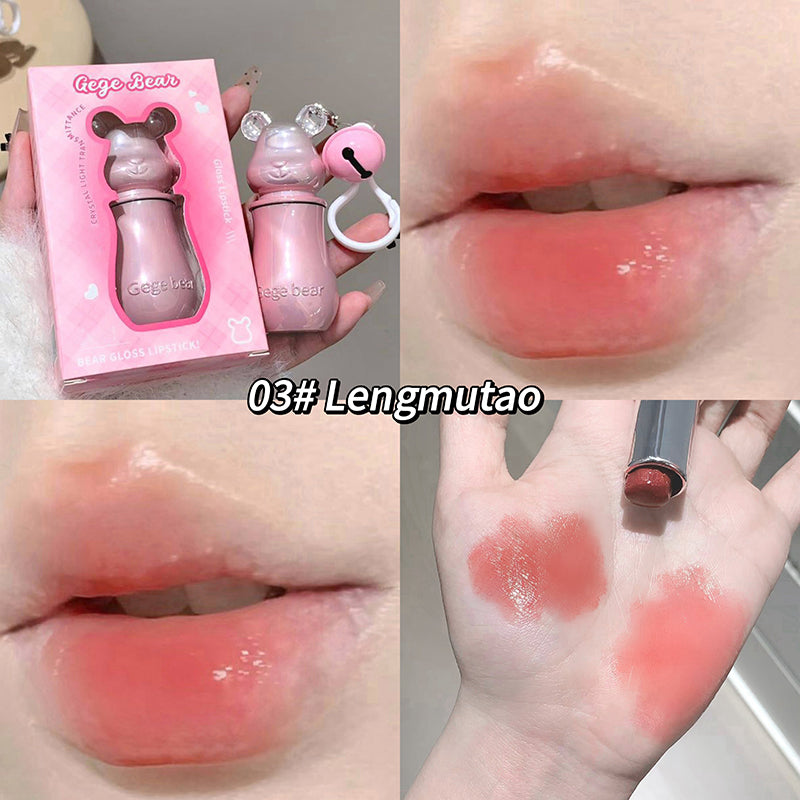 GEGE BEAR Lippenstift mit Glossy Finish & süßem Bären-Taschenanhänger, 3,8 g