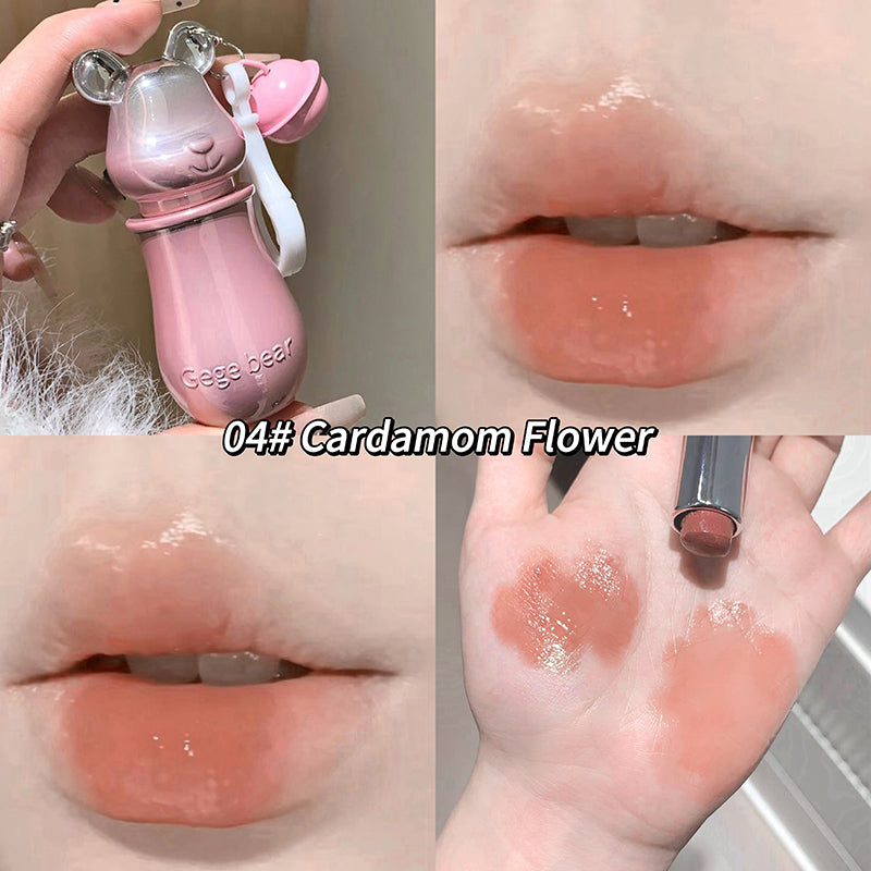 GEGE BEAR Lippenstift mit Glossy Finish & süßem Bären-Taschenanhänger, 3,8 g