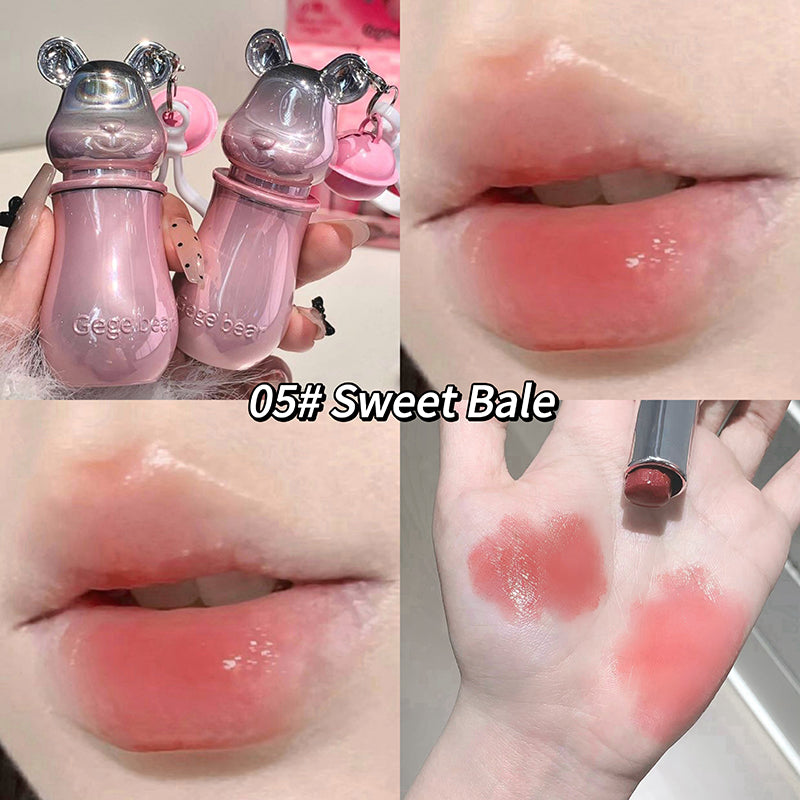 GEGE BEAR Lippenstift mit Glossy Finish & süßem Bären-Taschenanhänger, 3,8 g