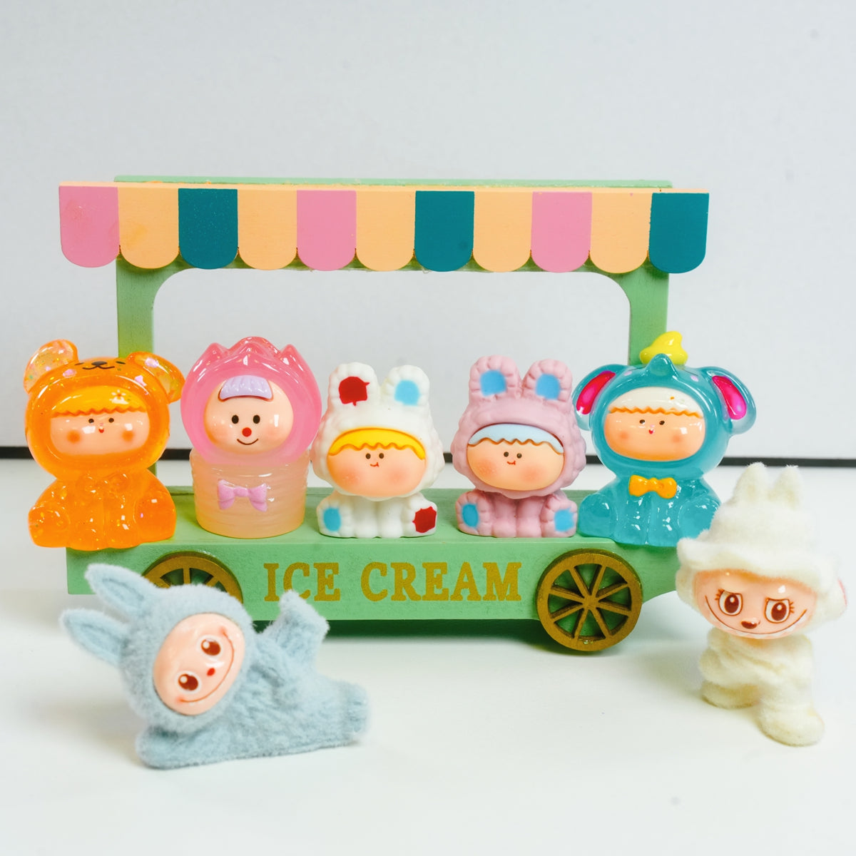 Style Nova Puppenhaus Holz Mini Eiswagen Sitzbank Modell Holz Miniatur Möbel Kleinkind Spielzeug