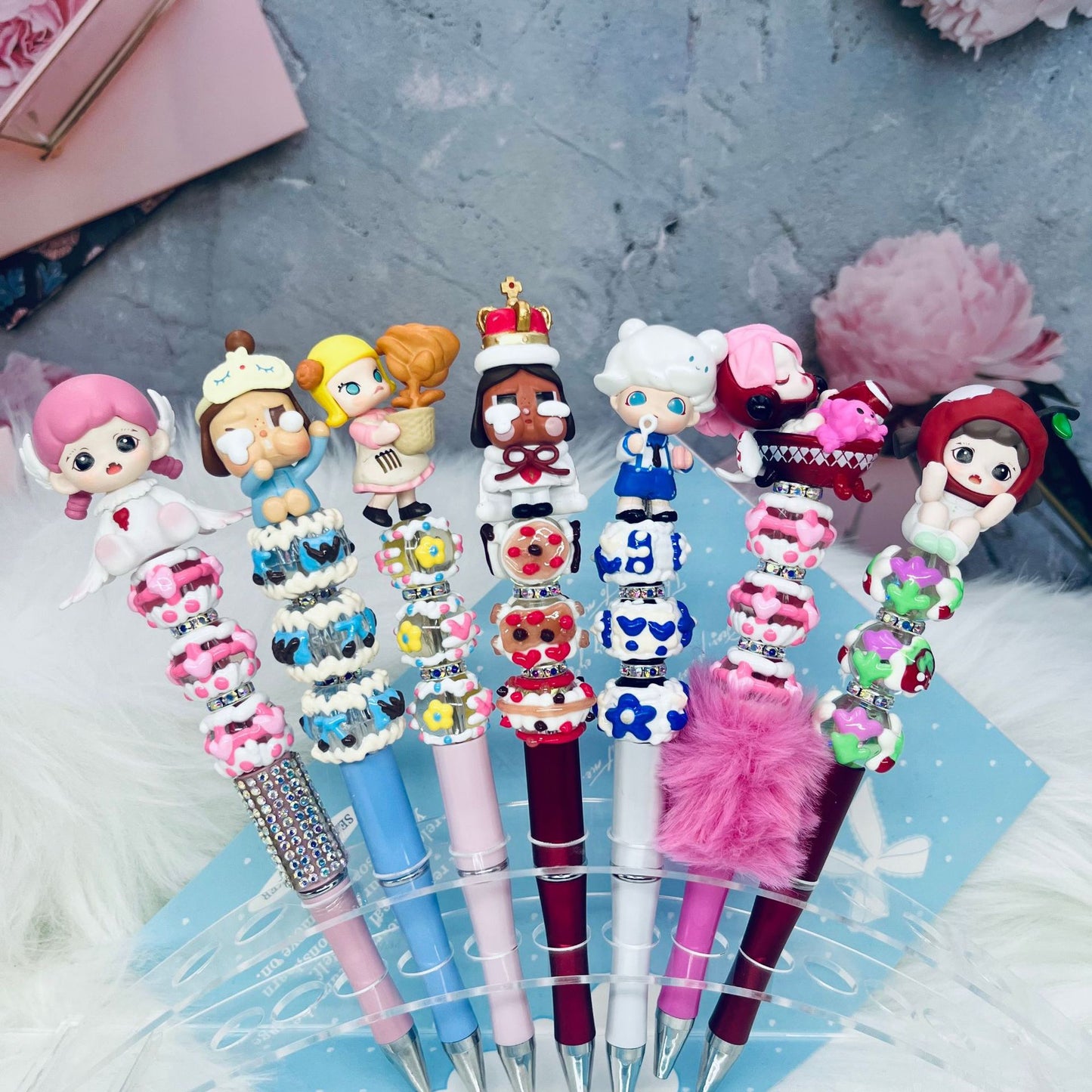 Farbe-Match Blindbox Kugelschreiber mit DIY Perle und BuBu 7 Packungen 21 Stück