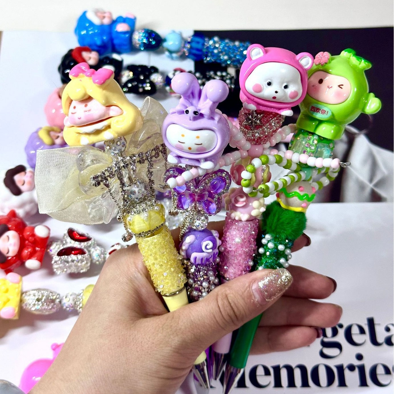 Farbe-Match Blindbox Kugelschreiber mit DIY Perle und BuBu 7 Packungen 21 Stück