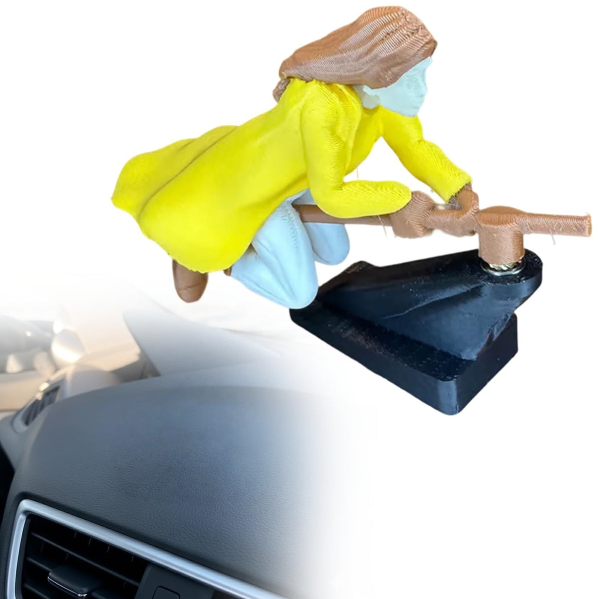 Fliegender Besenreiter Auto-Deko – Bewegliche Wackelfigur fürs Armaturenbrett, lustiger Auto-Innenraum-Schmuck in 4 Farben