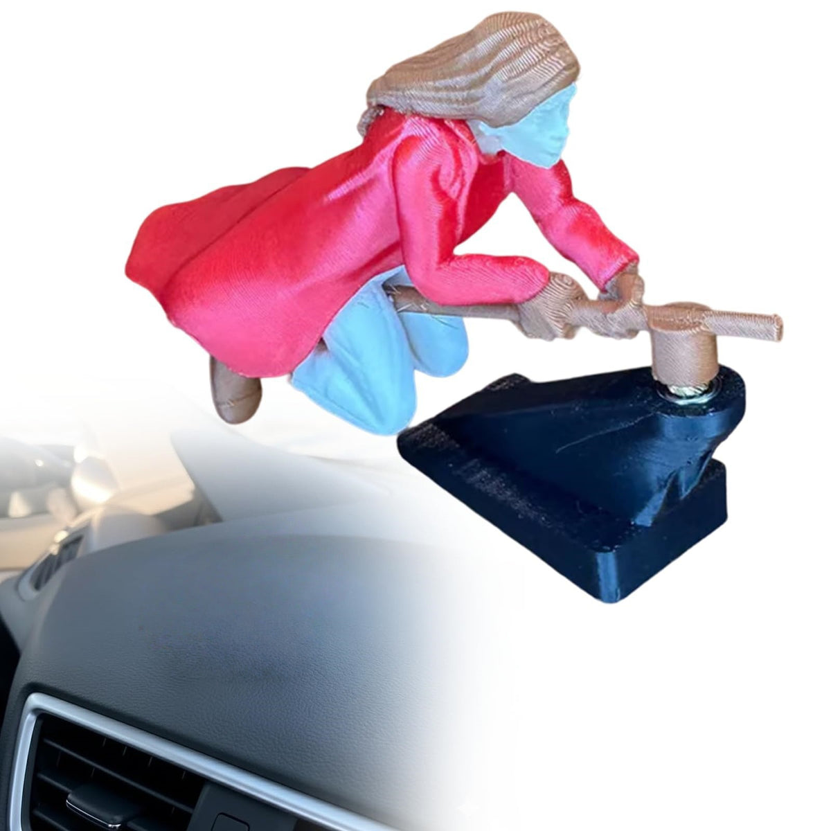 Fliegender Besenreiter Auto-Deko – Bewegliche Wackelfigur fürs Armaturenbrett, lustiger Auto-Innenraum-Schmuck in 4 Farben