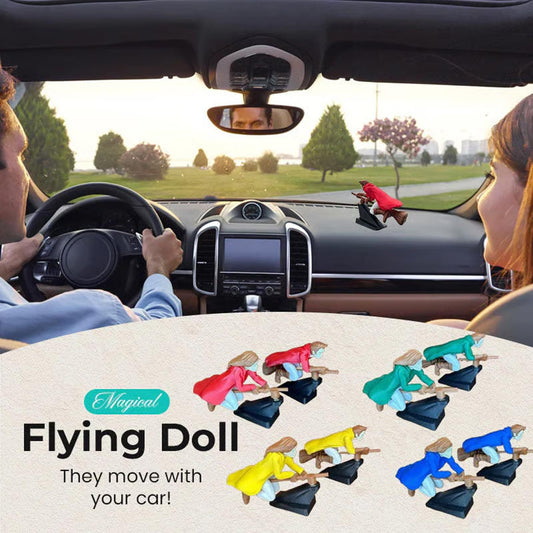 Fliegender Besenreiter Auto-Deko – Bewegliche Wackelfigur fürs Armaturenbrett, lustiger Auto-Innenraum-Schmuck in 4 Farben