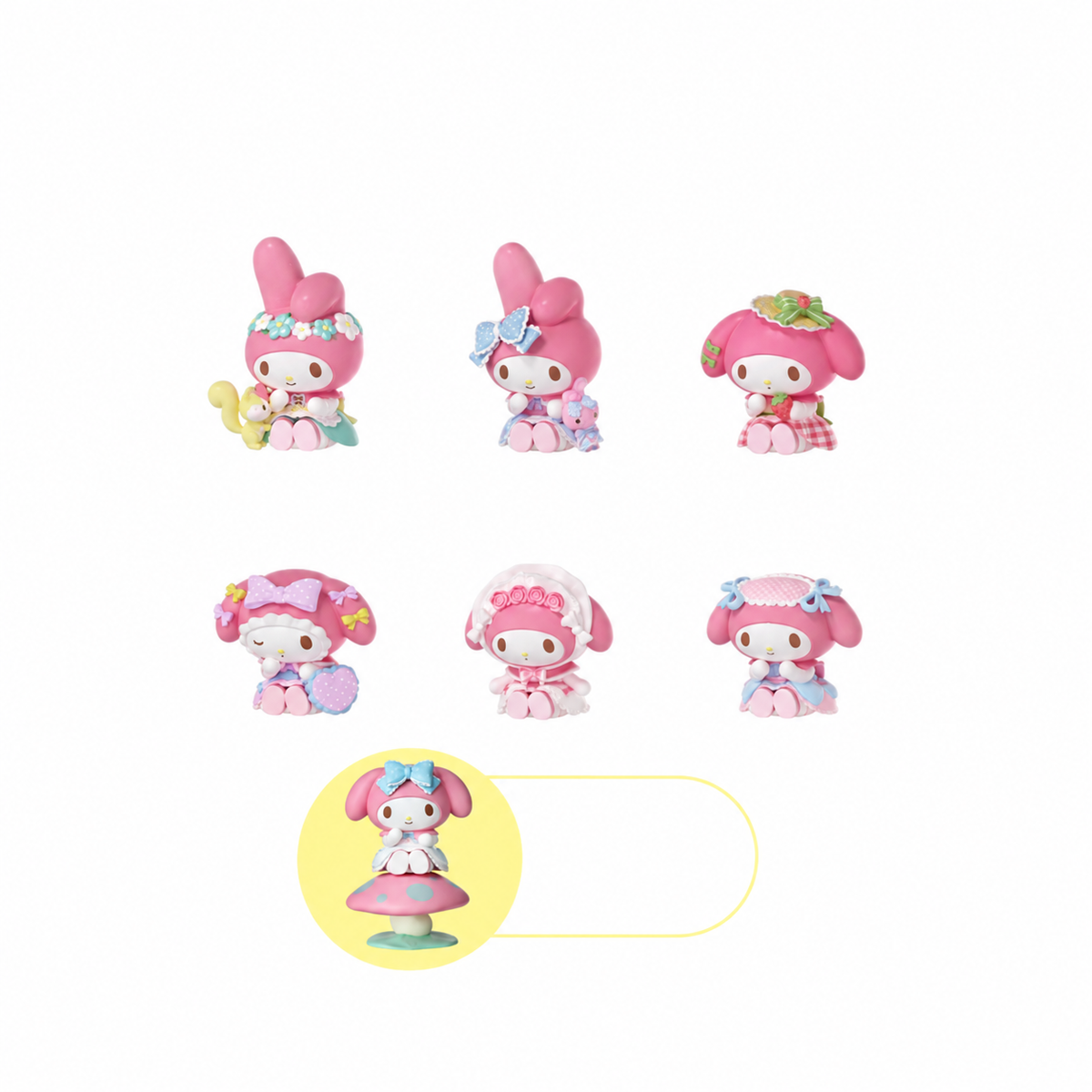 Blind Box „Schleifenfreunde“ – 1 Sammelfigur mit Schleife, 8 mögliche Designs, zufällige Auswahl