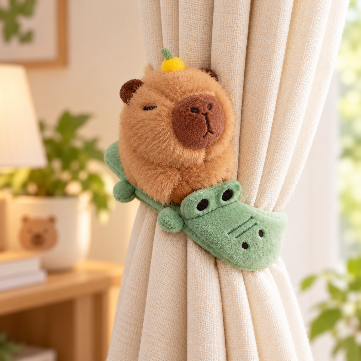 Kapibara Tierischer Plüsch-Hugger Armband zum Umarmen und Befestigen – niedliche Deko für verschiedene Plätze, 18 × 23 cm, 1 Stück