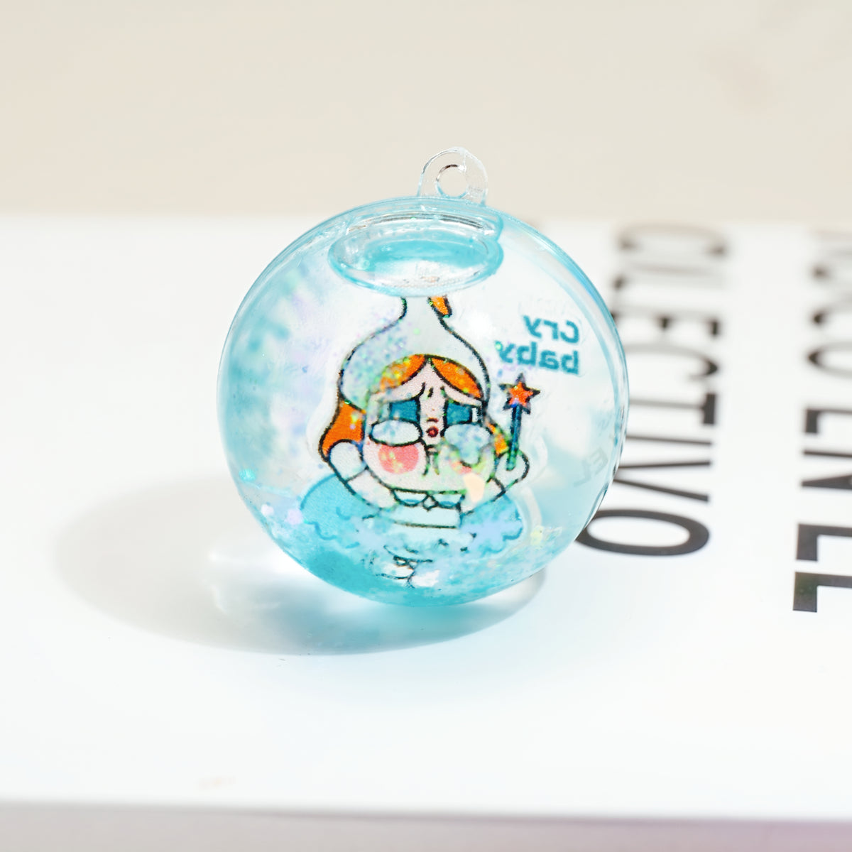 Kawaii Glitzer-Kugelanhänger Blind Box – 3 Stück, Taschenanhänger mit Cartoon-Motiven, zufällige Farben und Motive