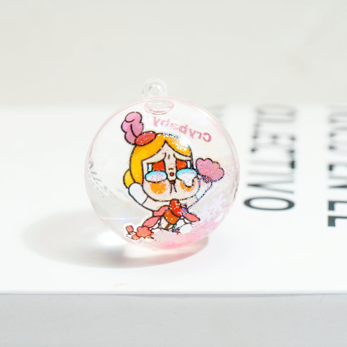 Kawaii Glitzer-Kugelanhänger Blind Box – 3 Stück, Taschenanhänger mit Cartoon-Motiven, zufällige Farben und Motive