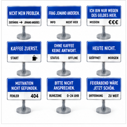 Büro Schreibtisch Schild mit lustigem Spruch | Mini Straßenschild Deko | Geschenk für Kollegen & Freunde | 30 Designs